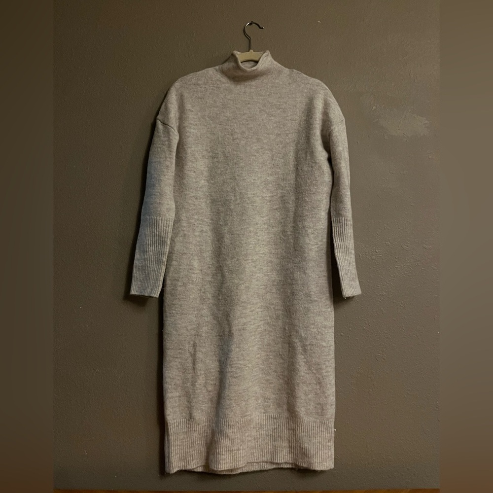 Light Grey Turtleneck Dress